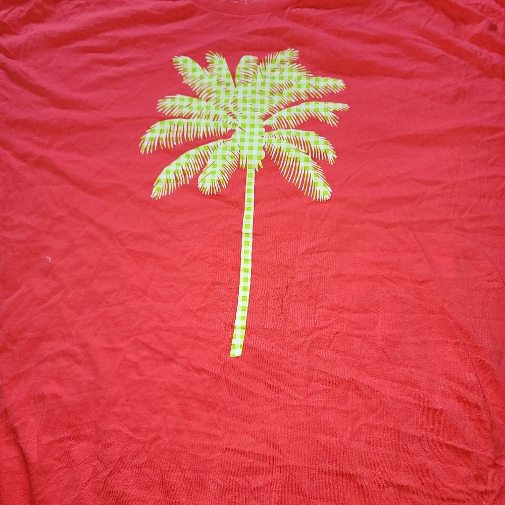 Graphic Tee Size 2XL Bright Coral Palm Tree